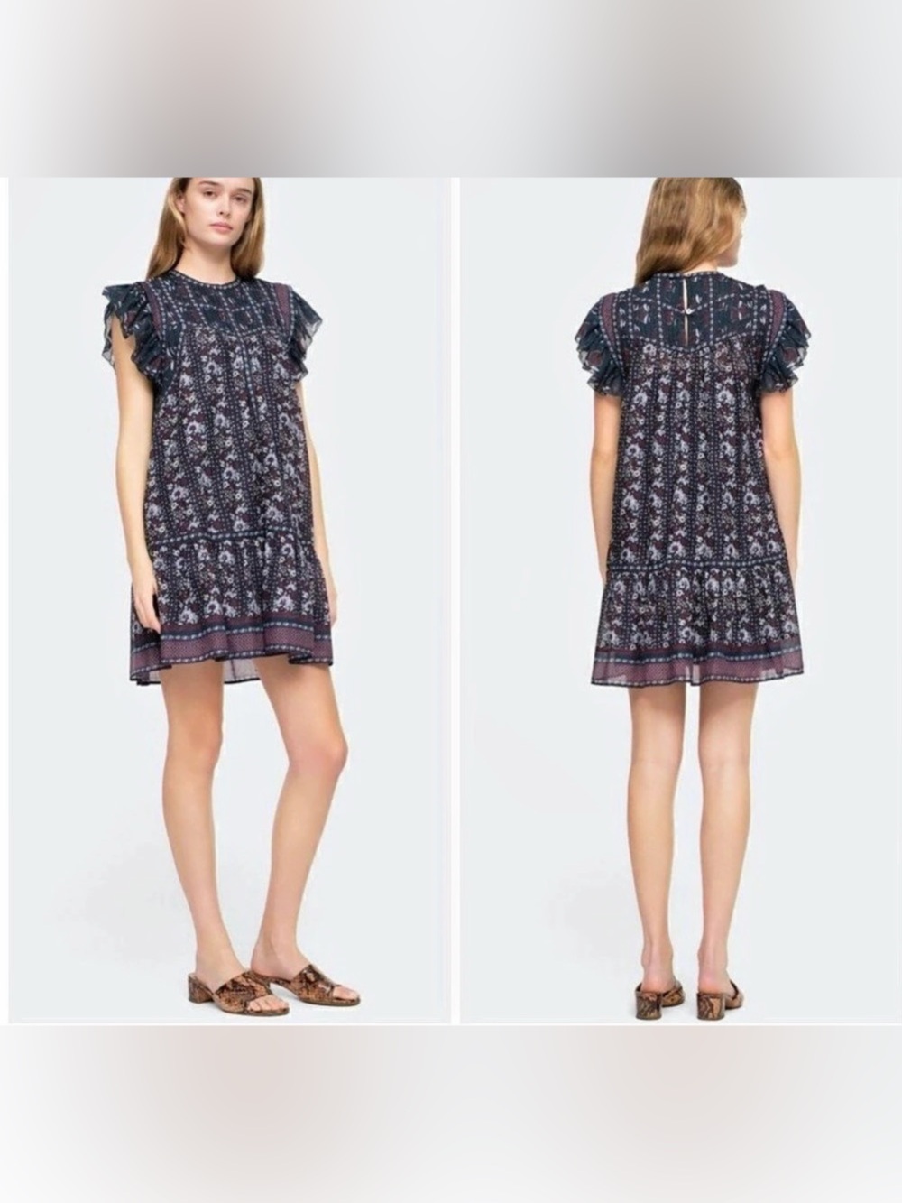 SEA  New York Nadine Ruffled Floral Poplin Mini Dress, XS